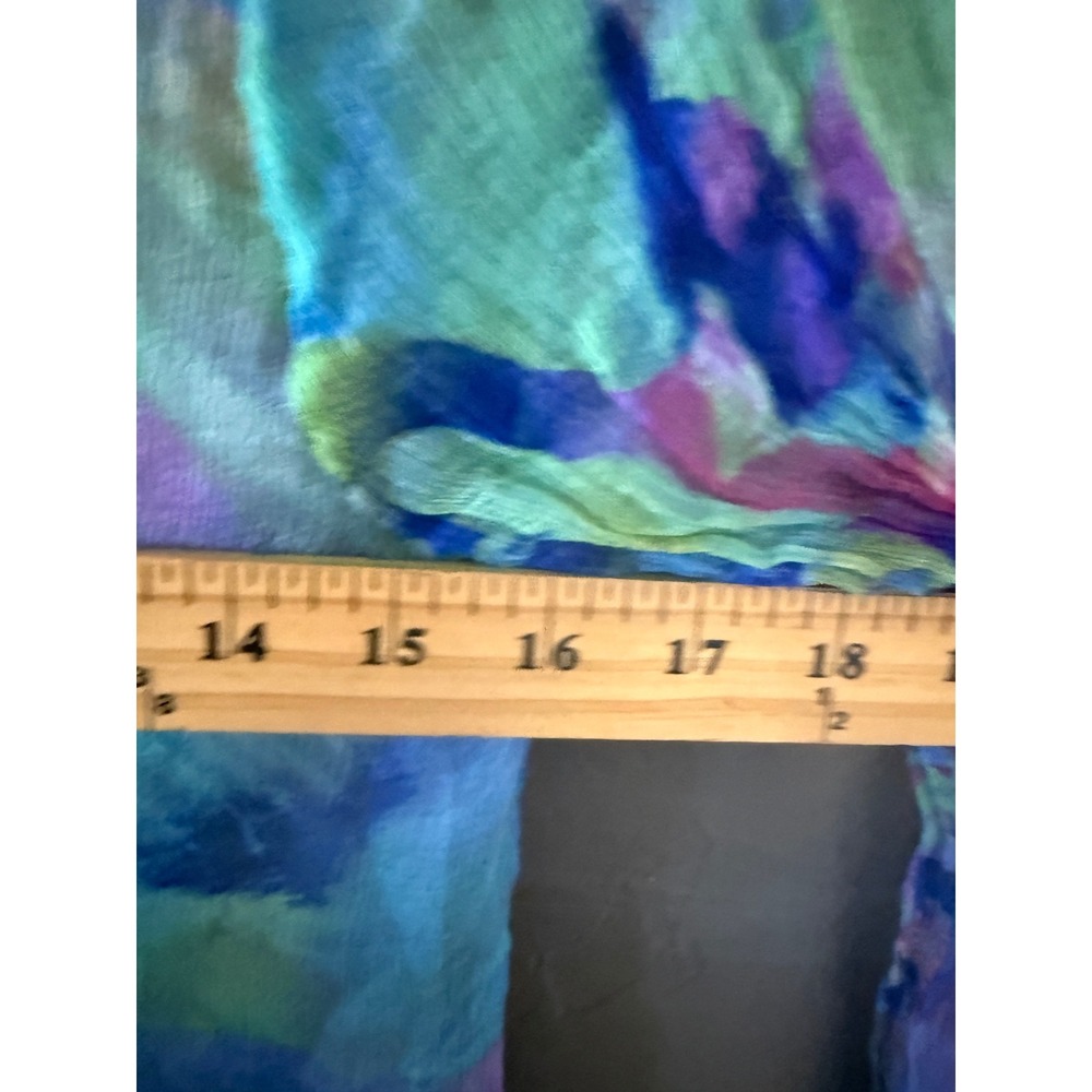Casual Studio Womens Small Sheer Watercolor Abstract Print Button Up Blouse Blue - Picture 7 of 8
